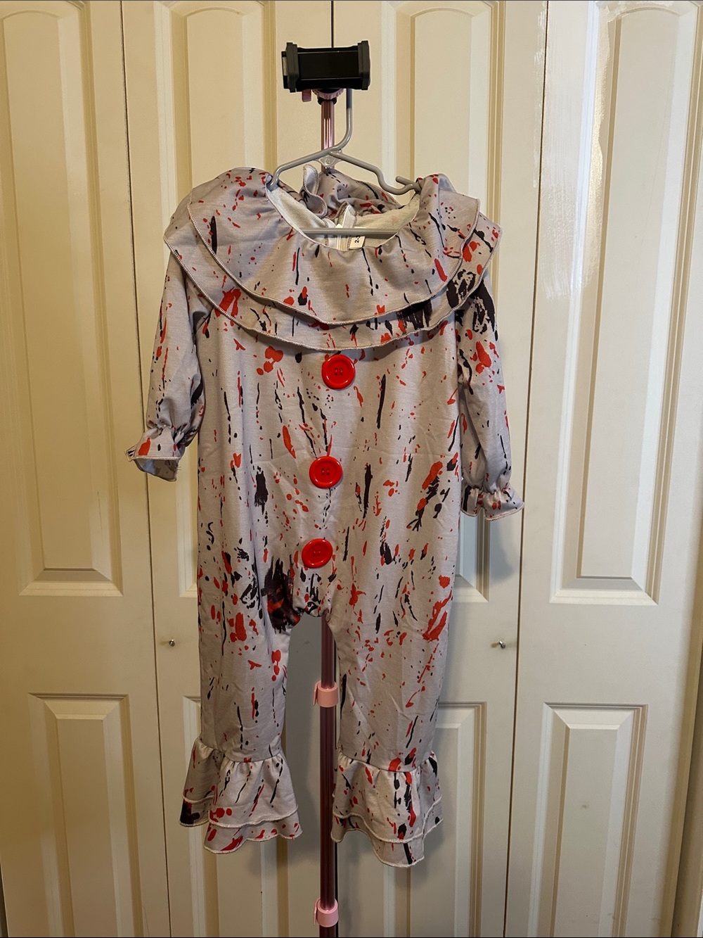 Red Splatter Clown Kids Costume Romper